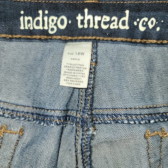 Indigo Thread Co. Stretch Denim Pick Stitched & Distressed Ankle Jeans - Picture 7 of 8